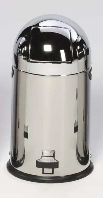 PROREGAL Klassischer Abfallsammler aus Edelstahl in Silber mit Einwurfklappe, Inneneinsatz und Fußpedal, Volumen: 22 Liter, H x B x T: 64 x 40 x 40 cm - Bild 1