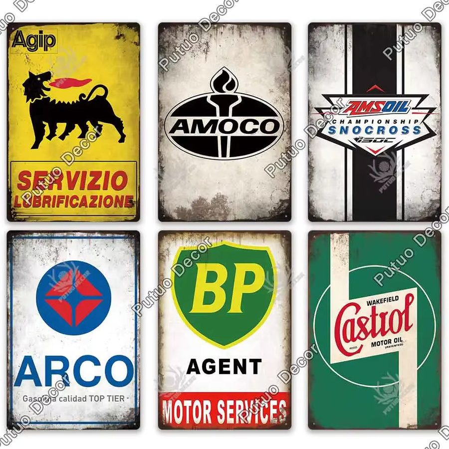 Putuo Dekor Vintage Zinn Schild Metall Wanddekoration für Garage und Tankstelle Multicolor B: 30,0 cm, H: 20,0 cm, T: 20,0 cm - Bild 2