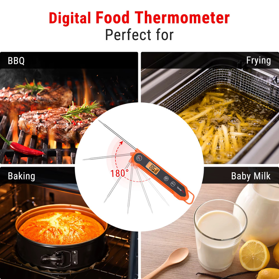 TempPro TP03H Digitales Sofortlese-Fleischthermometer in Orange mit LCD-Anzeige und Kalibrierung - Bild 5