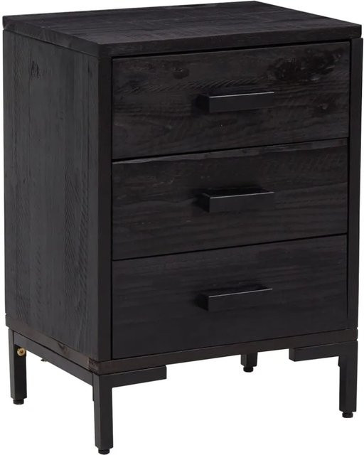 vidaXL Nachttisch im Industrial Design aus Kiefernholz und Metall, Schwarz, B/T/H: 40 x 30 x 54 cm - Bild 1
