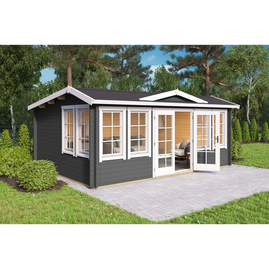 Lasita Blockbohlenhaus Balmoral Gartenhaus mit Satteldach in Carbongrau, B/T/H: 530 x 380 x 239 cm - Bild 2