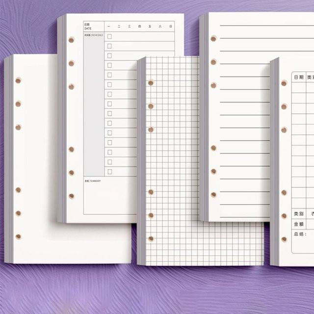 6-Loch A6 Notizbuch-Einlagepapier mit Karomuster, 60 Blatt weiße Einlegeblätter für Tagebuch und Handjournal - Bild 1
