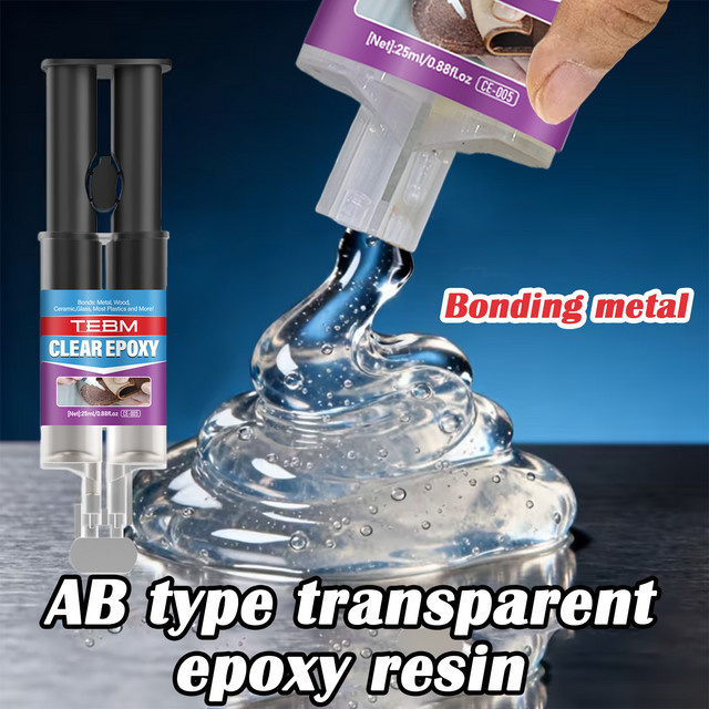 TEBM Transparenter Epoxidharz-AB-Kleber mit 5-Minuten-Härtungszeit für Metall, Kunststoff, Keramik, Glas, Gummi, Holz, Stein und Schmuck - Bild 1