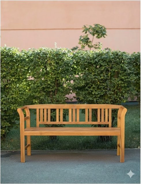 Prestige Home Living 3-Sitzer Gartenbank aus Akazienholz mit Armlehnen in Rose, B/T/H: 157 x 48,5 x 82 cm - Bild 1