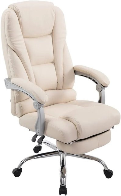 DELUKE Bürostuhl MIAMI Ergonomischer Stuhl aus Kunstleder in Creme mit Chromoptik Gestell, B/T/H: 118 x 68 x 64 cm - Bild 1