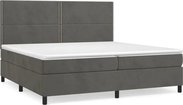 vidaXL Boxspringbett mit Matratze in Dunkelgrau aus Samt, Hybridbett mit Taschenfederkern, B/T: 200 x 200 cm - Bild 1