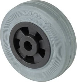 BS Rollenrad grau mit 100 mm Raddurchmesser und 12 mm Achsdurchmesser für bis zu 70 kg Tragkraft - Bild 1
