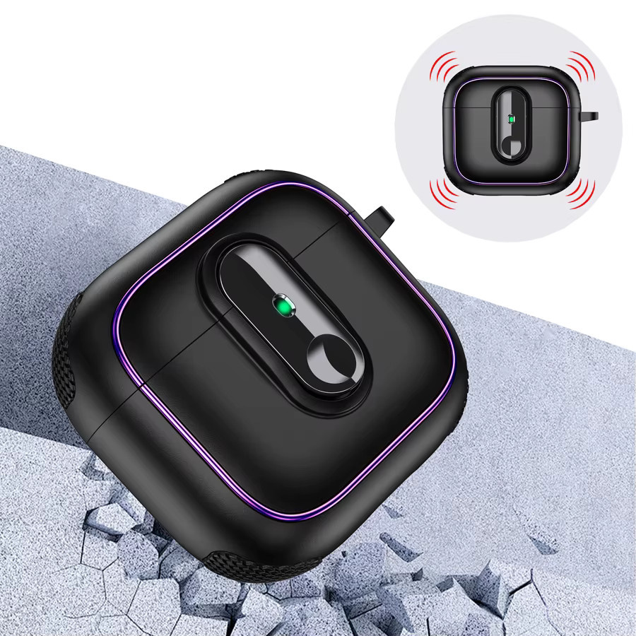 Schutzhülle für Apple AirPods 4, 3, 2 und Pro 3 mit Rüstungsverriegelungsverschluss und magnetischem Schutz in Lila mit gelben und schwarzen Streifen - Bild 5