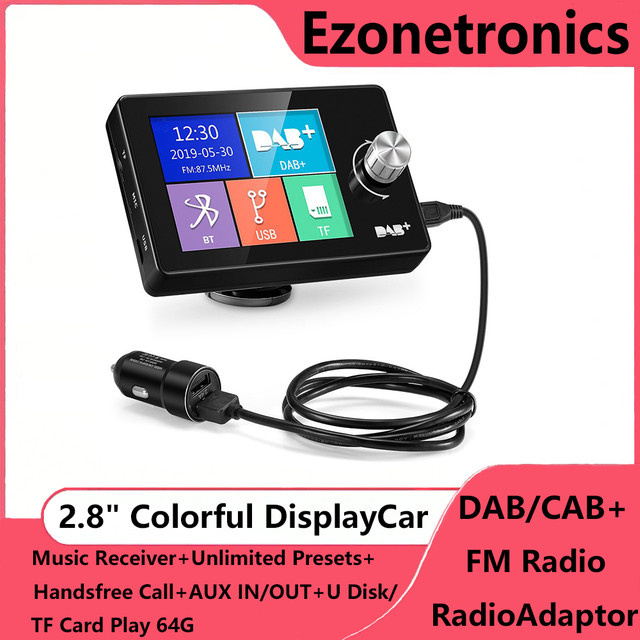 Ezonetronics DAB+ Digital Radio USB-Dongle mit Antenne für Android-Autoradios, Schwarz - Bild 1