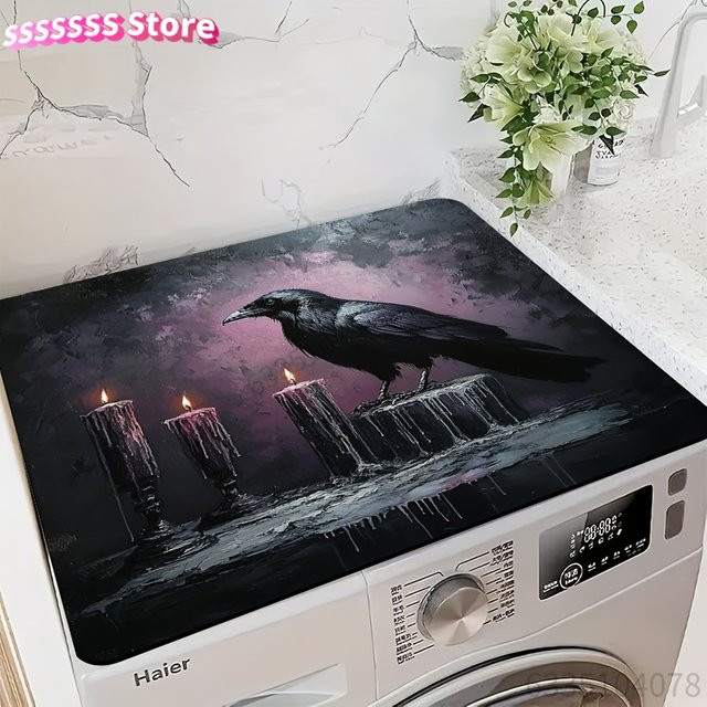 Haier Gothic Raven & Candles Abtropfmatte und Abdeckung für Waschmaschine und Trockner, Mehrfarbig - Bild 1