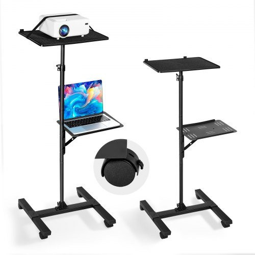 VEVOR Projektorständer mit 2 Ablagen in Schwarz, höhenverstellbarer Beamer-Bodenständer für Laptop und Projektoren, B/T/H: 50 x 45 x 136 cm - Bild 1