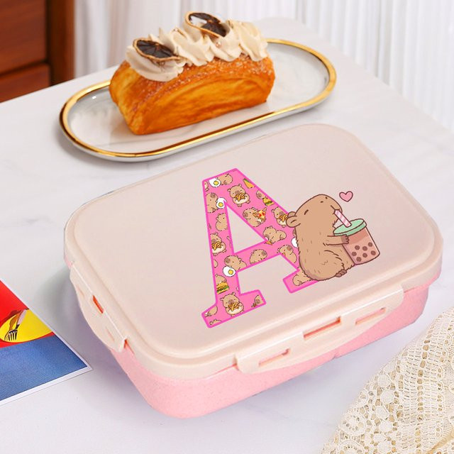 Potdemiel Capybara Bento Box für Kinder in Pink mit Snap-Lid für Schule und Picknick - Bild 1