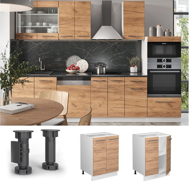 Vicco Küchenunterschrank Fame-Line Weiß Eiche modern mit Drehtür und Einlegeboden Breite: 60 cm - Bild 1