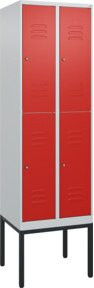 C+P Doppelstock-Spind Classic PLUS mit 2 Abteilen, Gestell, RAL 3020 Verkehrsrot, H x B x T: 212 x 60 x 50 cm - Bild 1
