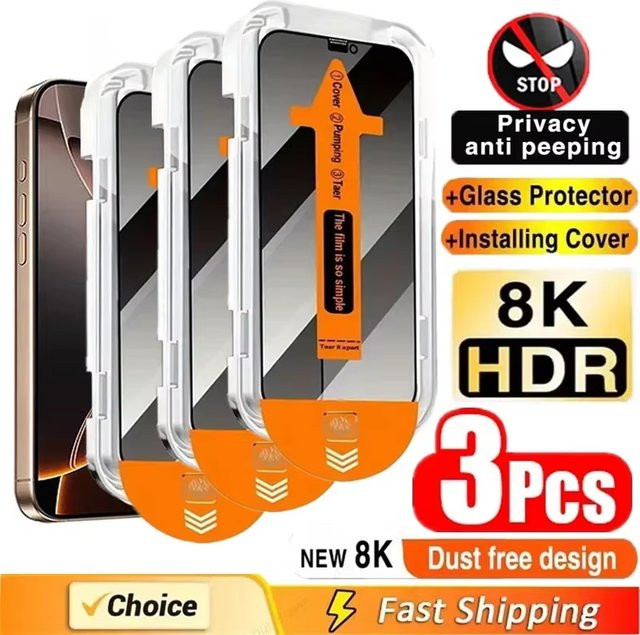 Samsung Galaxy S25 S24 Ultra S23 S22 S26 Plus Anti-Spy Panzerglas mit Fingerabdruck-Entsperrung Privatsphäre-Displayschutzfolie transparent - Bild 1