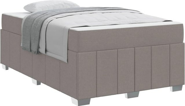 vidaXL Bettrahmen mit Matratze in Taupe und Beige aus Stoff und Holzwerkstoff, B/T/H: 120 x 200 x 66 cm - Bild 1