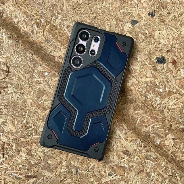 Monarch Pro Magnetische Kevlar-Schutzhülle für Samsung Galaxy S25 Ultra, S24 Plus und S23, Militärische robuste Rüstung, MagSafe-kompatibel, Dunkelblau - Bild 1
