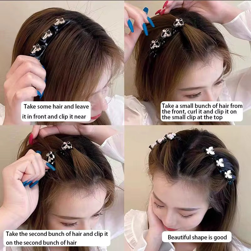 Haar-Kleeblatt-Clips, Kristall-Strass, Damen - Bild 5
