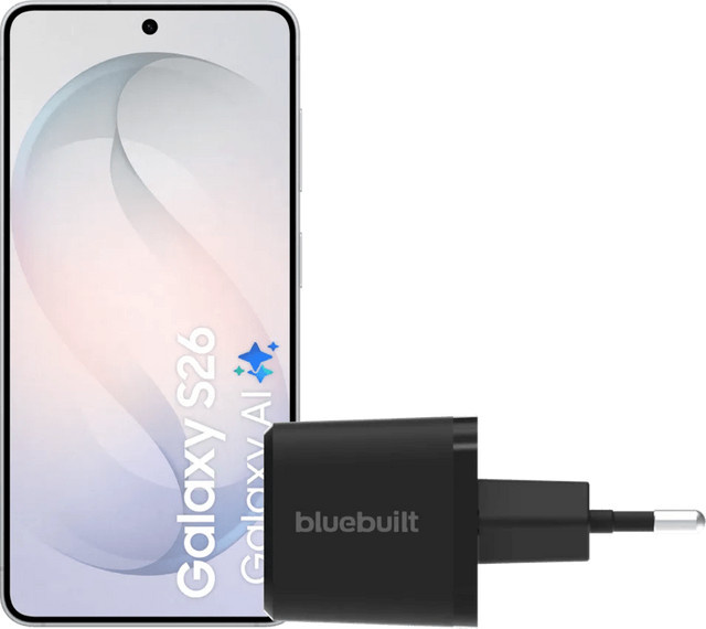 Samsung Galaxy S26 5G Smartphone 256GB Weiß inklusive BlueBuilt 45 Watt Ladegerät Schwarz - Bild 1