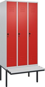 C+P Spind Classic PLUS Spind mit Bank, 3 Abteile, Lichtgrau, B/T/H: 212,0 x 90,0 x 81,5 cm - Bild 1