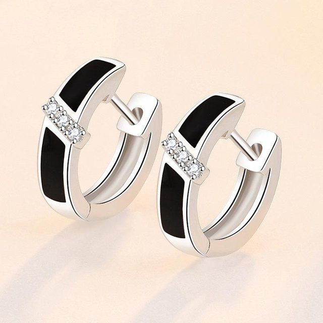 Wucifang Jewelry Ohrstecker 925 Sterling Silber, Schwarz, Damen - Bild 1