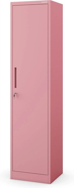 Jan Nowak Büro Aktenschrank ALEX aus Metall in Rosa mit verstellbaren Regalböden und Schloss, H: 185 cm, B: 45 cm, T: 40 cm - Bild 1