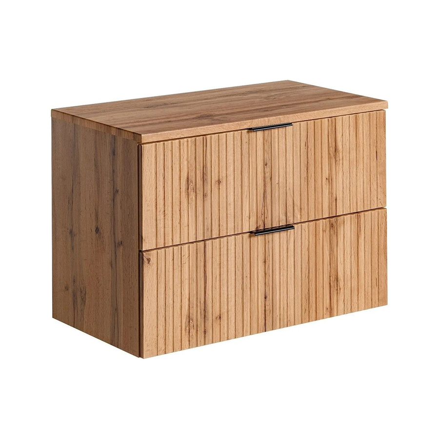 Vente-unique Waschbeckenunterschrank Zevara im Bohème-Stil mit Rillenmuster, Farbe: Beige/Braun, B/T/H: 80 x 46 x 57 cm - Bild 2