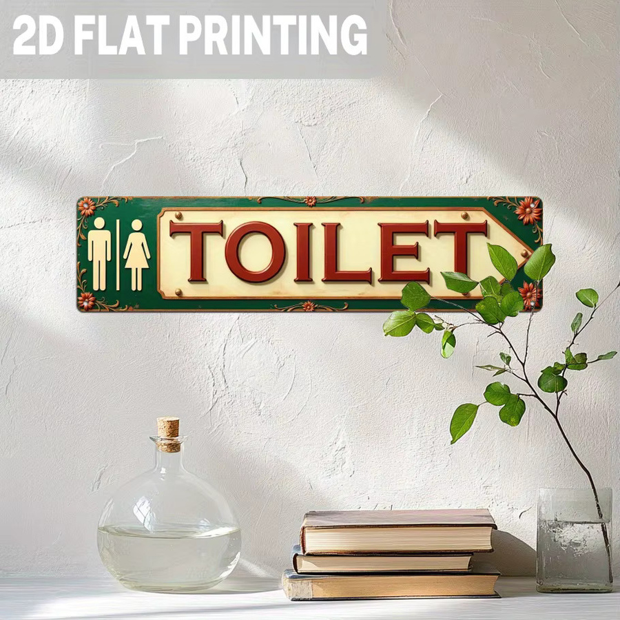 HELLOYOUNG Vintage WC Metallschild als Wanddekoration für Badezimmer und Waschraum, Mehrfarbig - Bild 5