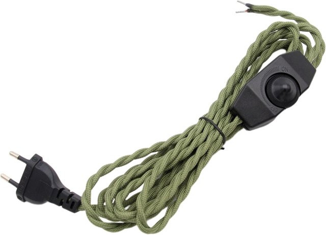 REACHYEA Vintage Netzkabel mit Dimmerschalter, grün, Länge: 2 m bis 3 m, EU-Stecker für 220 V-250 V - Bild 1