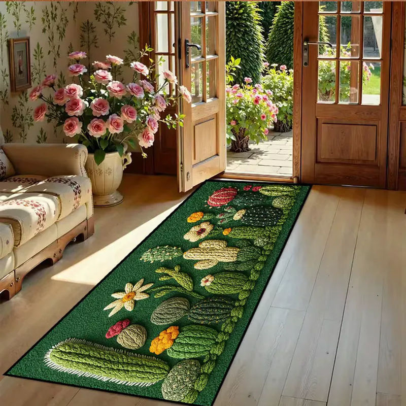 VIKAMA 3D-Kaktus-Teppich in Grün, rutschfester Boho-Teppich für Schlafzimmer und Flur - Bild 3