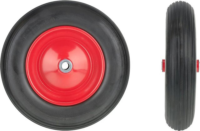 Relaxdays Schubkarrenrad aus Vollgummi und Stahl in Schwarz und Rot, Durchmesser: 37 cm, Breite: 8,5 cm - Bild 1