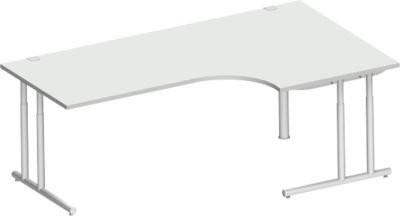 Schäfer Shop Select Winkelschreibtisch COMBITEC mit C-Fuß, 90° Winkel rechts, lichtgrau/weißalu, B: 200 cm, T: 120/80 cm, H: 67,7-81,7 cm - Bild 1