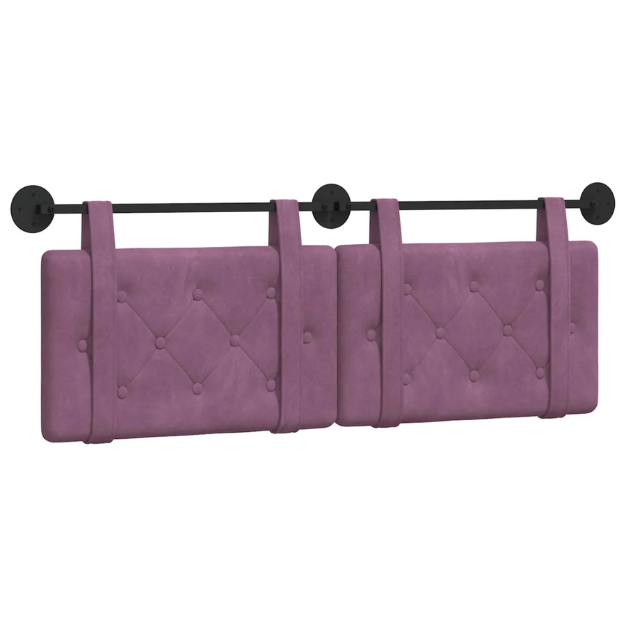 vidaXL Wandmontiertes Polsterpaneel aus Samt in Lila, B/H/T: 130 x 55 x 5 cm - Bild 2