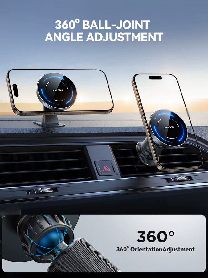 Joyroom Magnetische Auto-Handyhalterung mit kabelloser Ladefunktion für Armaturenbrett und Lüftungsschlitz, Schwarz, JR-ZS502 - Bild 6