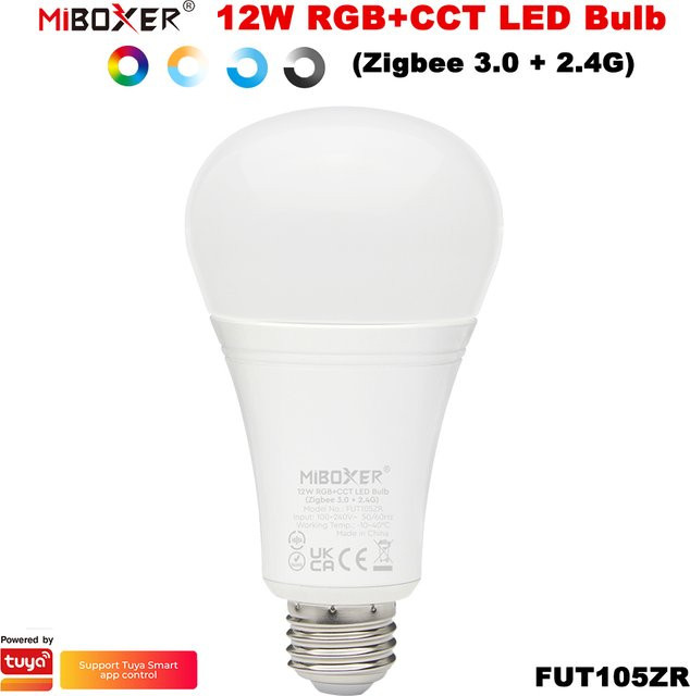 Miboxer FUT105ZR Smart LED Lampe E27 Zigbee 3.0 RGB CCT 12W mit einstellbarer Helligkeit und Farbtemperatur - Bild 1