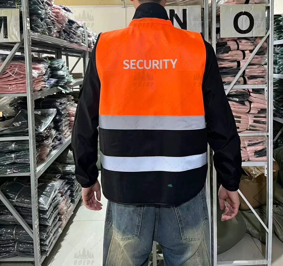 Reflektierende Sicherheitsweste mit mehreren Taschen und Reißverschluss in Gelb oder Orange, atmungsaktive Arbeitsweste für Bau und Lager - Bild 1