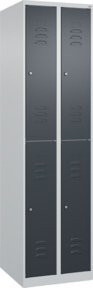 C+P Doppelstock-Spind Classic PLUS mit 2 Abteilen, Grau und Anthrazit, H x B x T: 185 x 50 x 50 cm, mit Zylinderschloss und Kleiderstange - Bild 1