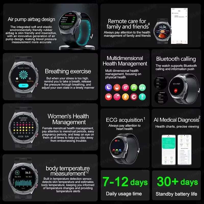 GUHUAVMI Smartwatch, Silikon, Schwarz, Herren, NFC - Bild 2