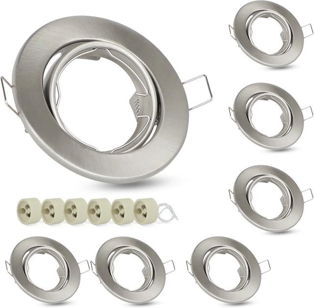 NETTLIFE 6er-Set Einbaustrahler GU10 Silber aus Aluminium, verstellbar und rund - Bild 1