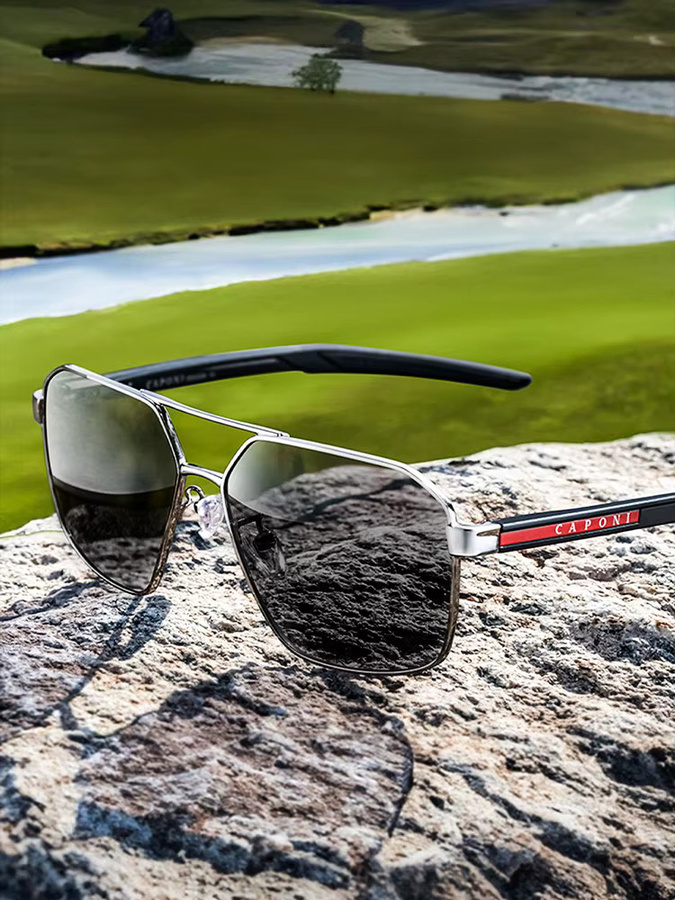 CAPONI BS23818 Sonnenbrille, Herren, Vollrand, Metall, schwarz, polarisiert, photochrom - Bild 5