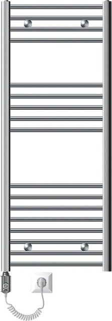 LuxeBath Badheizkörper Elektrisch Sahara mit Heizstab 900W, Farbe: Chrome, B/H: 50 x 120 cm, gebogen mit Seitenanschluss - Bild 2