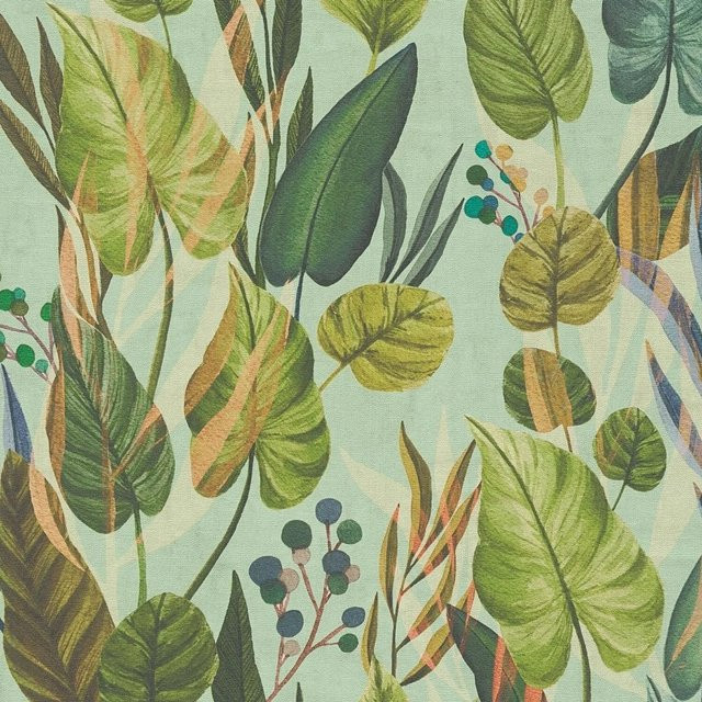 PROFHOME Natur Tapete Floral Matt in Grün, Gelb-Grün, Blau und Beige, Vlies-Tapete mit botanischem Muster, Breite: 0,53 m, Länge: 10,05 m - Bild 1