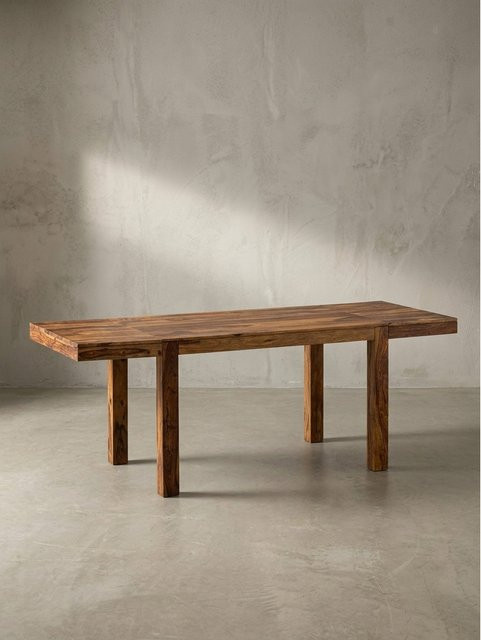 KADIMA DESIGN Esszimmertisch aus Massivholz in Braun, rechteckig und erweiterbar, B/T/H: 120 x 80 x 76 cm bis 200 x 80 x 76 cm - Bild 1