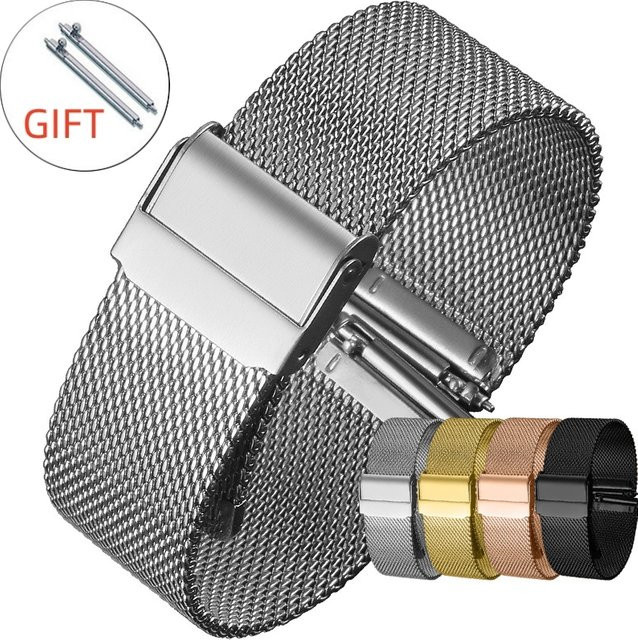 Uhrenarmband Mesh Milanese, Edelstahl, Silber, Unisex, 18mm 20mm 22mm - Bild 1