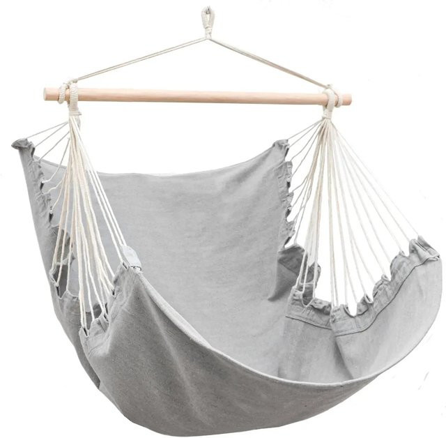 AMANKA XL-Hängesessel aus Baumwolle in Grau und Lilac, Belastbarkeit bis 100 kg, B/T/H: 155 x 125 cm - Bild 1
