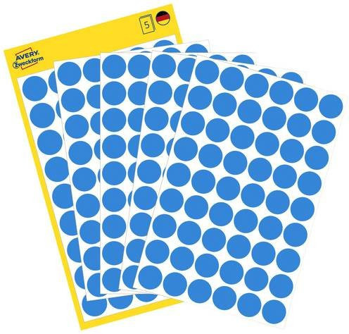 Avery Zweckform 3142 Markierungspunkte Etiketten Blau Ø 12mm Permanent haftend aus Papier 270 Stück - Bild 1