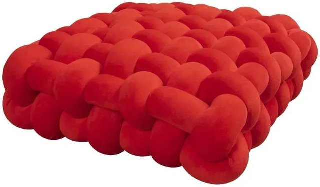 Handgefertigtes quadratisches Plüschkissen in Rot mit nordischem Design, B/T/H: 40 x 40 x 12 cm - Bild 1