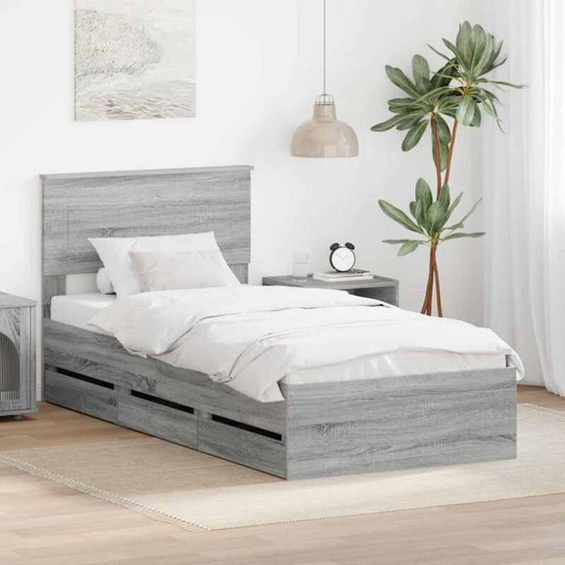 Modernes Funktionsbett vidaXL aus Holzwerkstoff in Grau, B/H: 75 x 190 cm - Bild 1