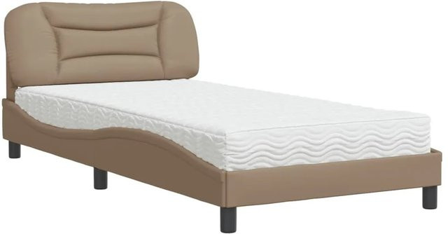vidaXL Bett mit Matratze aus Kunstleder und Strick in Braun, B/T: 100 x 200 cm - Bild 1