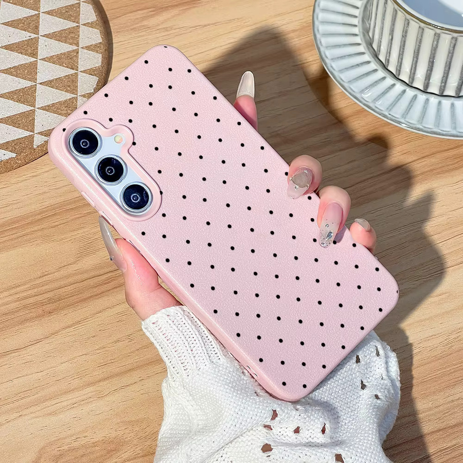 Ins Polka Dots Silikonhülle für Samsung Galaxy S25 Ultra, S24 FE, S23, A56 5G, A16, A17, A55, A36, A53, A35, A34, A06, A07, A26, A05S in Weiß - Bild 4